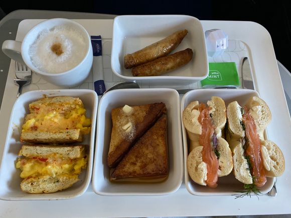 Biscuit sandwich, French toast, smoked salmon bagel