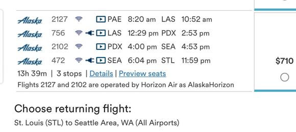 Interesting routing from Seattle (all airports) to STL…