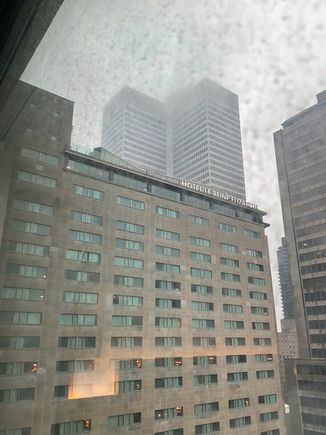 View from the junior suite. Not much to look at + dirty windows.