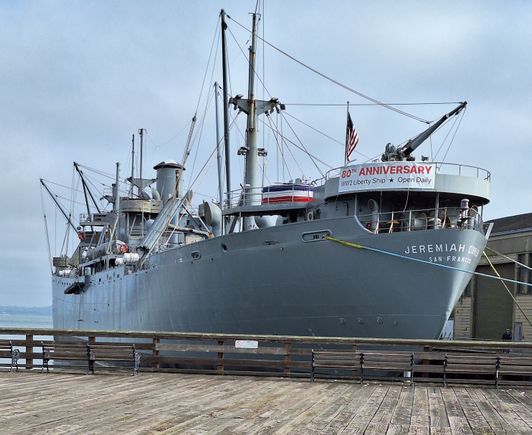 The USS Jeremiah, a World War II liberty ship. I settled for a photo as I wanted to visit the aircraft carrier USS Hornet!