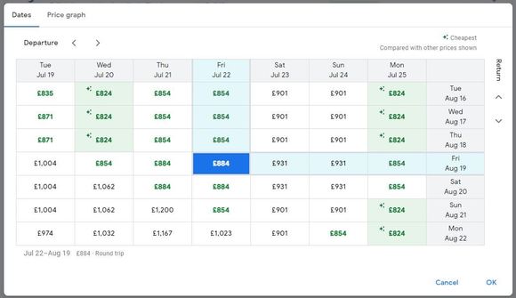 Google Flights Date Grid