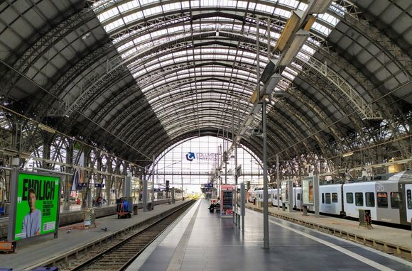 On the platform at Frankfurt Hauptbahnhof (Main station)