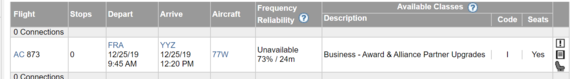EF shows I space on AC873