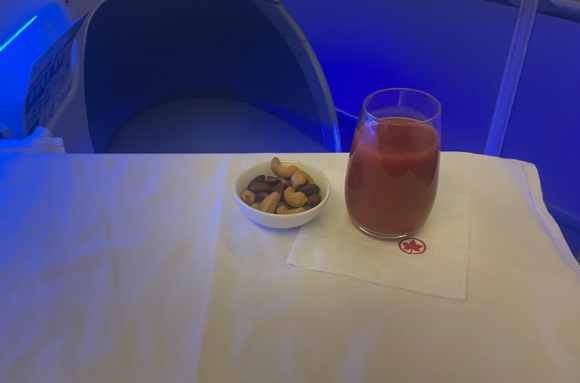 Warm nuts and tomato juice