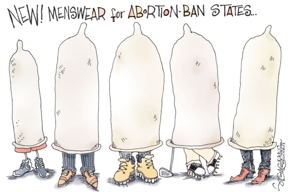 Instead of going to all the trouble of banning abortion, the good men of Alabama, Missouri, and Mississippi, etc., could simply abstain from having sex with their womenfolk. Short of that, the menswear industry will surely help them to dress in a way that would help them avoid unwanted pregnancies.
https://www.philly.com/opinion/cartoons/abortion-alabama-missouri-mississippi-20190522.html
