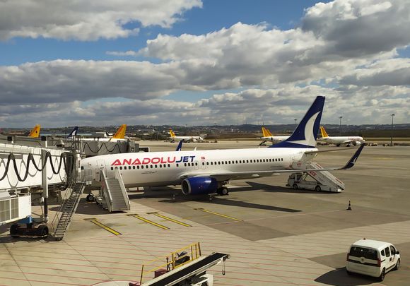 An AnadoluJet plane, but not the one which carried me to London Stansted STN