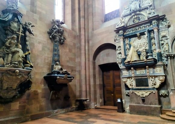 These monumental tomb stones were forward at the front of Mainz cathedral 