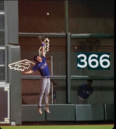 The wings show my bias but this was an amazing catch at the wall preventing a potential Houston run resulting in the 8th inning double play.