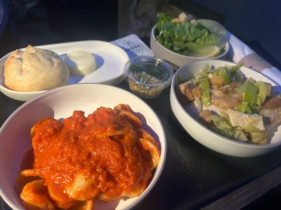 Pasta, salad, chicken, all outstanding.  Does JB get these from SF based kitchen or bring them from NYC?