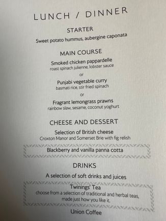 Menus distributed pre pushback