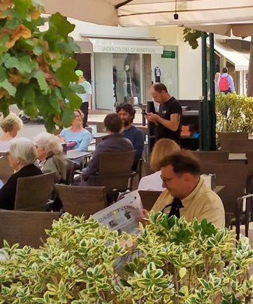 One of the café restaurants along the 