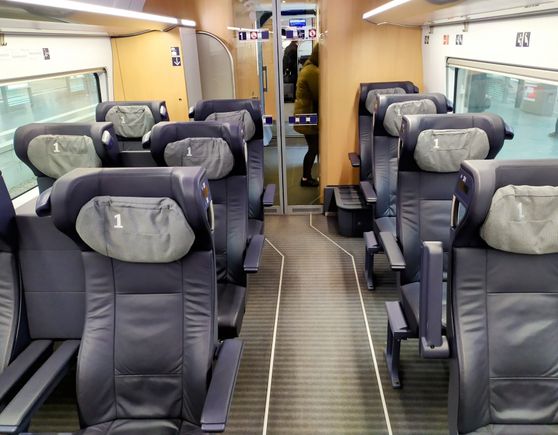 A slightly different 1st class compartment on the way to Basel