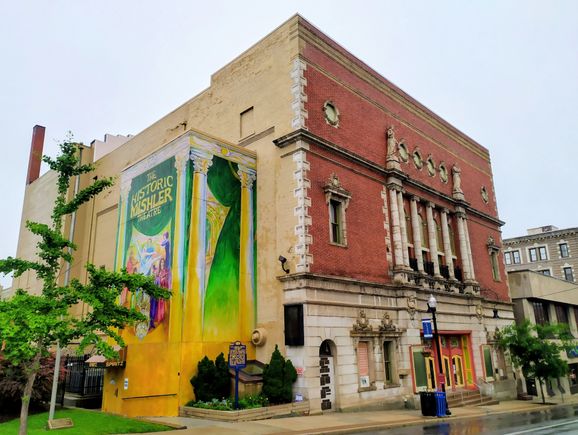 This was taken a little further up from the other side of the street, showing the side wall and artists entrance 