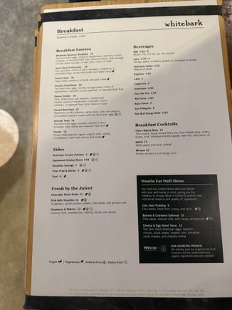 Regular breakfast menu
