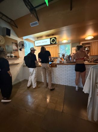 Coffee shop in the AM. Always a short line, but it moved quick.