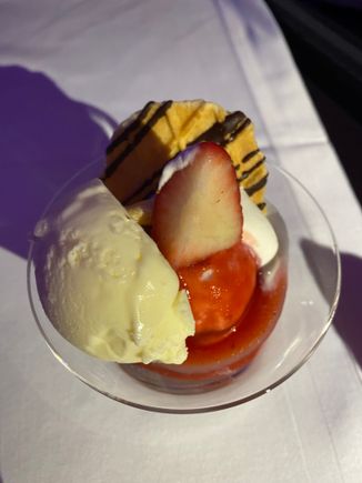 This sundae was actually my first pick for dessert but the super awesome purser didn’t know if it was available for me so at the end of the meal when one was available, she brought it to me.    Delicious!
