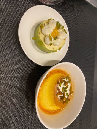 Not sure what the other one is but the flan had sliced pistachios added to it.   Both were delicious.  