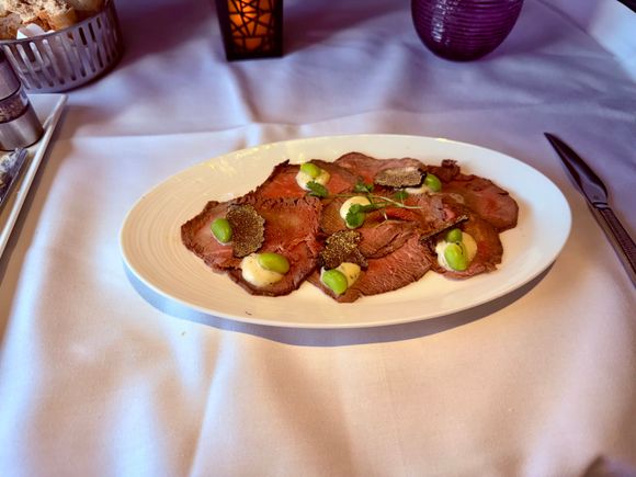 Absolutely delicious carpaccio with actual truffles; amazing!