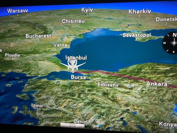 Was tired and fell asleep for much of the flight until we were approaching Istanbul