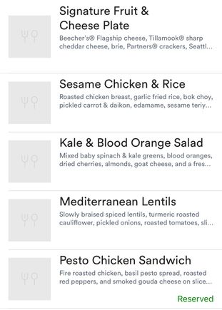 Menu options for this flight