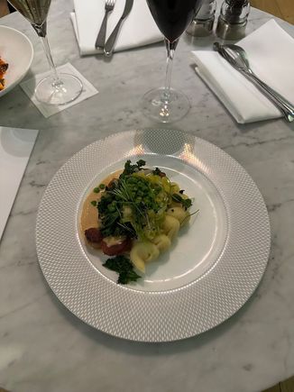Bacon chop. It was decent, but borderline dried out. The Bordeaux addressed that! 