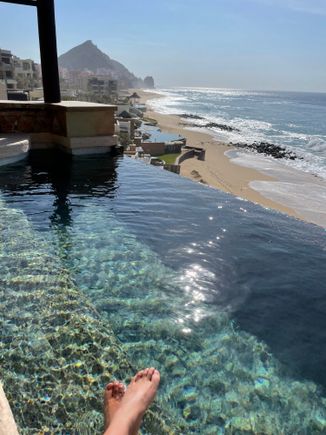 Is this an upgrade? I definitely prefer this over the 3-bedroom 3.5 bath. Unobstructed ocean view and close to el farallon and don Manuel’s.

Breakfast is a $15 upgrade now. Not sure if it was worth it to me but I didn’t mind trying it out once. Tbh I don’t love the food in Cabo in general. Tried out el farallon this time too. It was okay. Lots of flies.

My favorite thing about the resort was room service and pool side service. Had a really good time!



