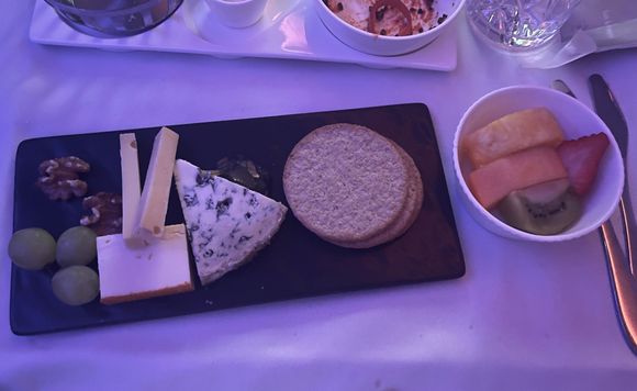 Cheese and biscuits plus fruit