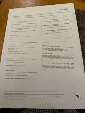 Winter menu. November 2025