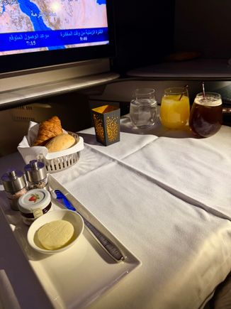 Breakfast setup. 