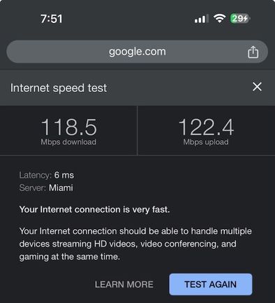Great internet speed