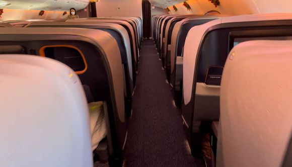 Peaceful vibe of the business cabin as I returned to my seat 