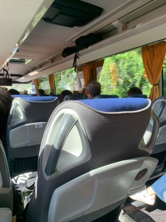 The bus was quieter this time but still busy enough