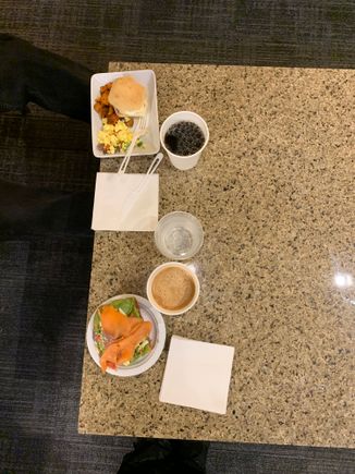 Hot breakfast, avocado toast and coffe