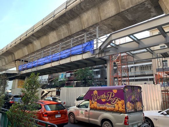 Hotel End of the skywalk construction.