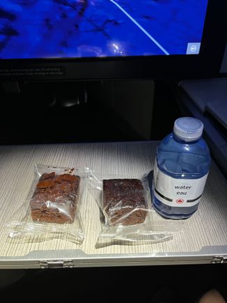 8/10 Thieved this snack from prem-eco class. Enjoyed it. Chocolate banana cake