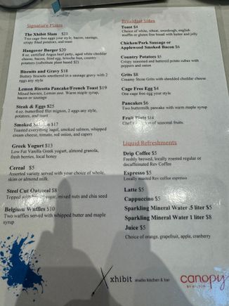 Breakfast menu.