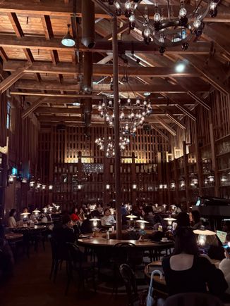 Gas Lamp lit coffee shop