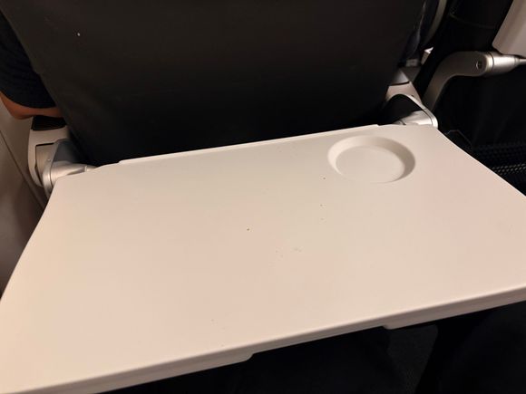 Lots of sticky crumbs on the tray table...