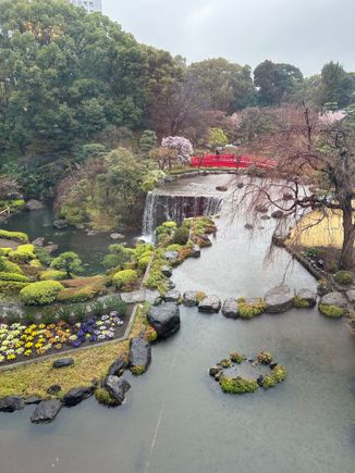 A fantastic view, despite the rain, of the hotel’s garden, which we gather is a tourist site in its own right. 