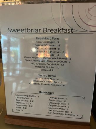 Breakfast menu (sorry for the glare) 