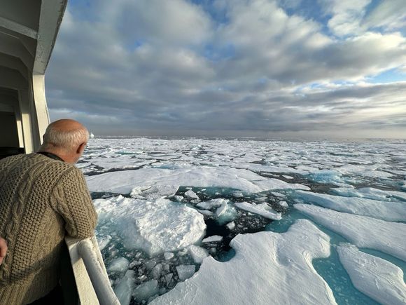 Ploughing through loose ice in Baffin Bay, Canada