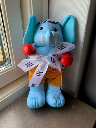 Waldor Astoria Bangkok mascot (elephant dressed in Muay Thai costume)