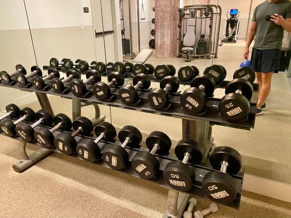 Free weights only go up to 50 lbs