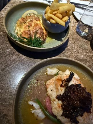 Couple of fish dishes at The Fat Fish.