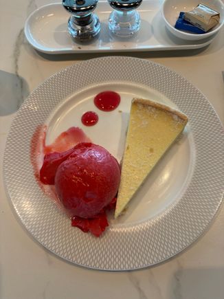 Lemon Tart - with a very un-BA like generous sorbet portion!
