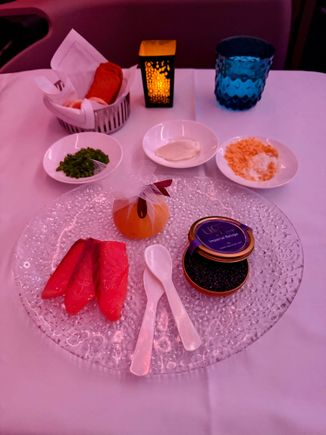 Caviar and Balik smoked salmon - excellent as usual. 