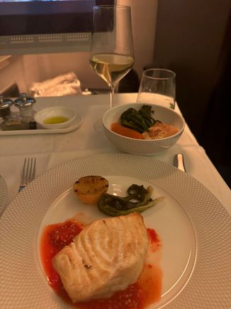 Sea bass was really good, cooked perfectly but too much of the sweet chili sauce that overpowered the light fish