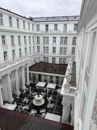 The interior courtyard with a fountain is probably really nice in the summer, particularly at night when it is lit. 