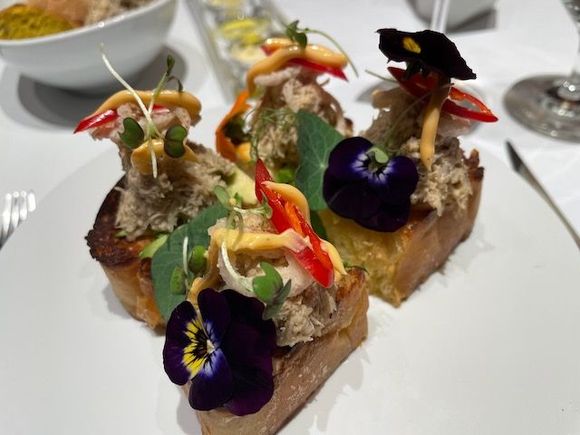 Crab bites at the hotel bar