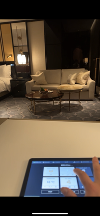 The living area from the desk